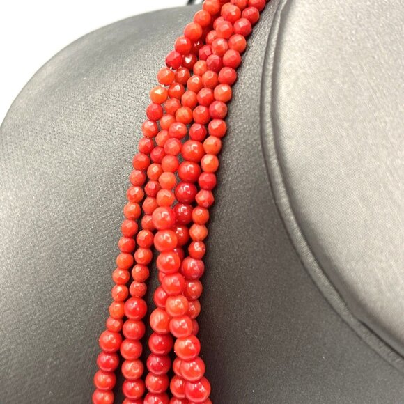 Jay King DTR Sterling CORAL Torsade Graduated Bead Necklace and Earrings Set - Picture 6 of 8